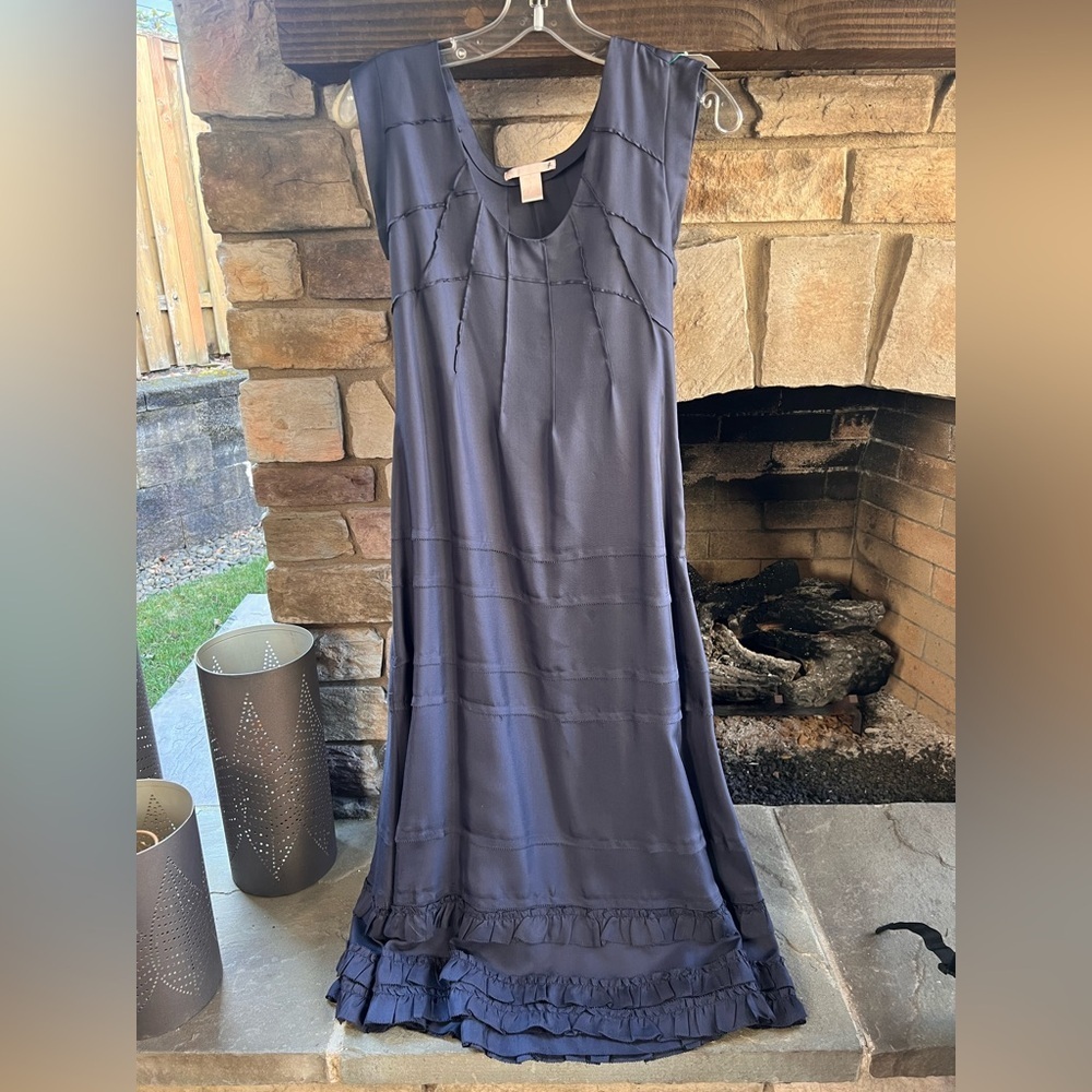 STUNNING Rebecca Taylor Blue Navy 100% Silk Dress Size 8 - Picture 2 of 8